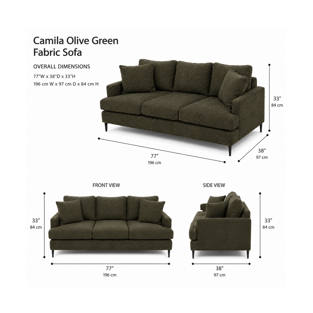CESAR Camila Olive Green Fabric Sofa