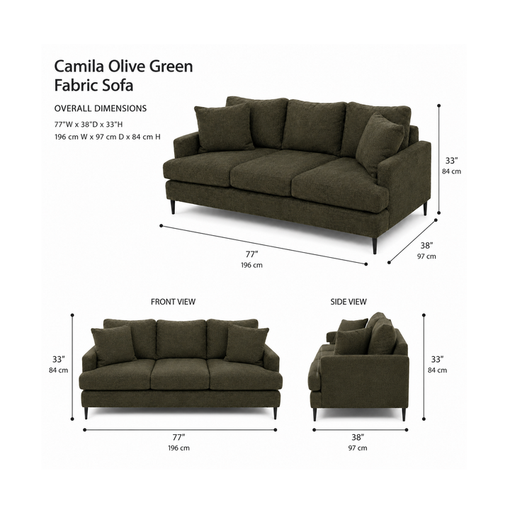 CESAR Camila Olive Green Fabric Sofa