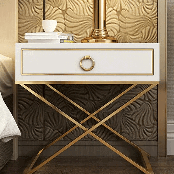 BELFORD White & Gold Nightstand