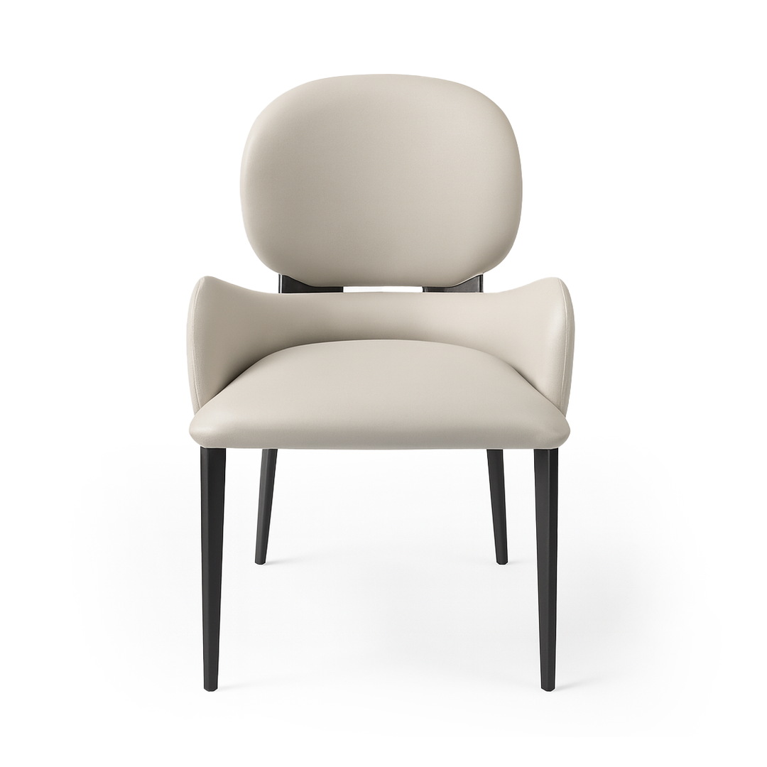 ARC Curved-Back Beige Dining Chair