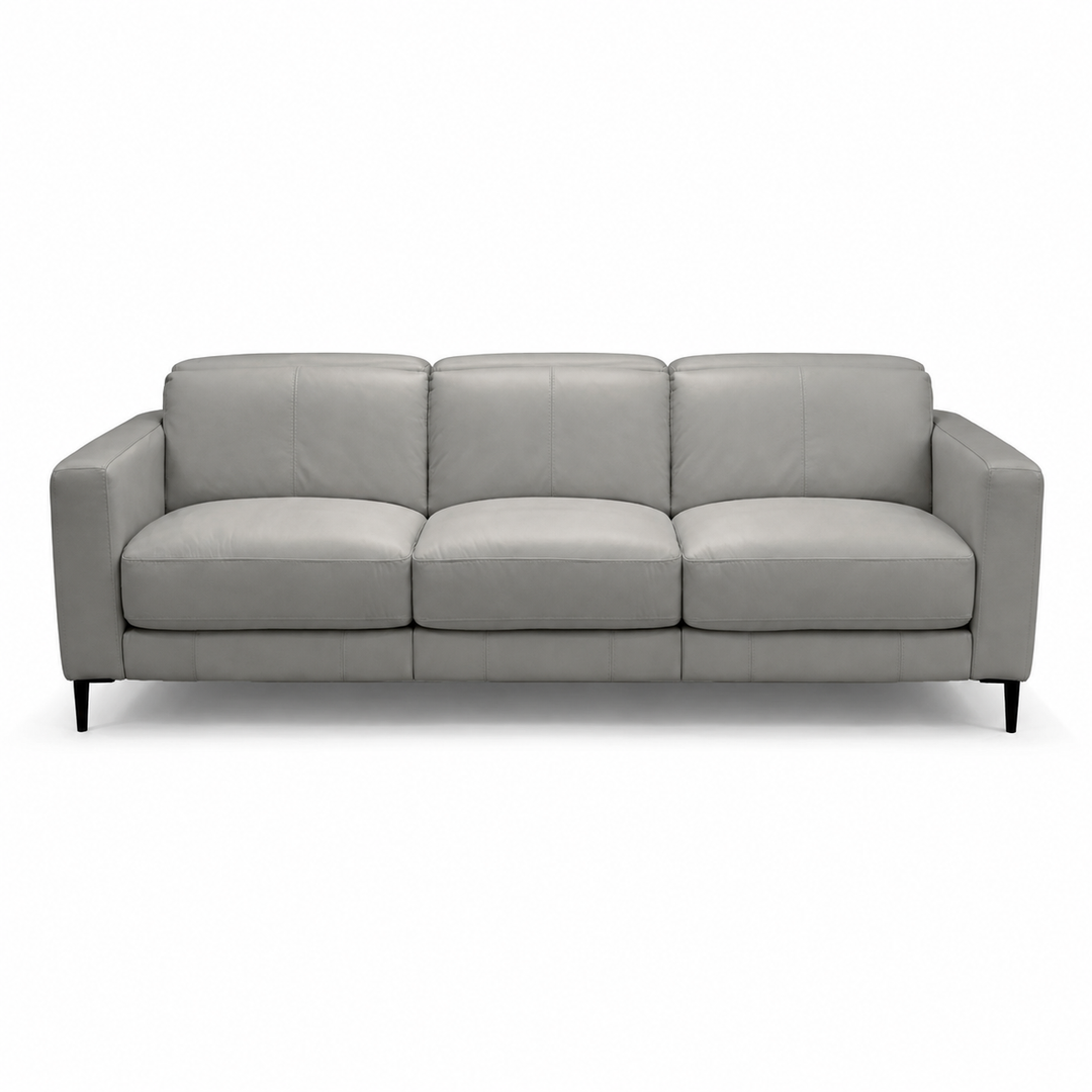 DOVER Dual Power Motion Loveseat 3 Seater Light Grey Leather