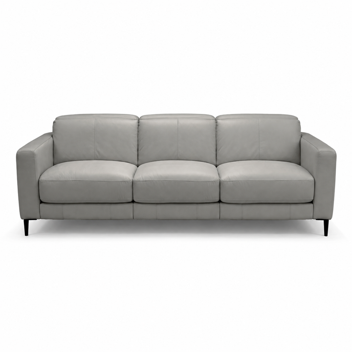 DOVER Dual Power Motion Loveseat 3 Seater Light Grey Leather