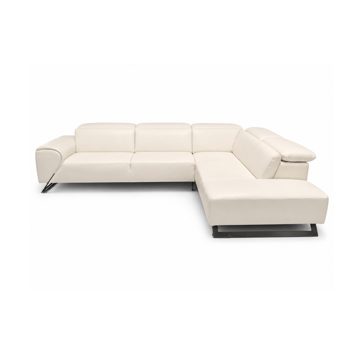 RICCI White Full Leather Sectional Sofa - Bellini