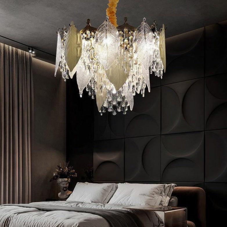 DELLA Crystal Leaf Chandelier Light