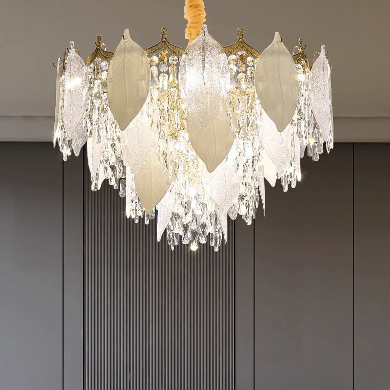 DELLA Crystal Leaf Chandelier Light