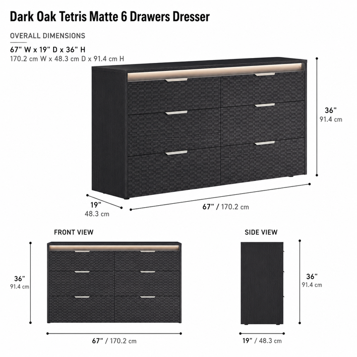 LUISA Dark Oak Tetris Matte Dresser - ALF Italia