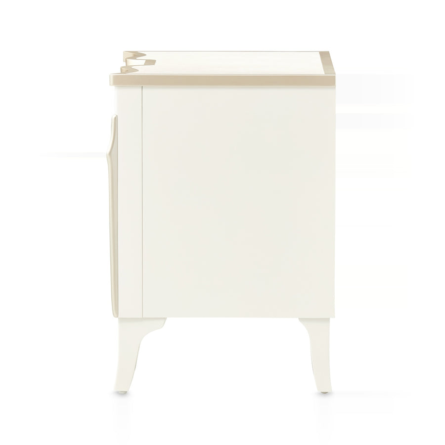 LA MARISIA Creamy Pear Nightstand with Gold Trim