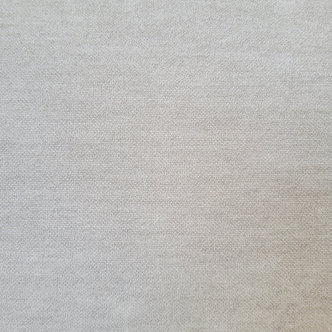 Close-up shot of a light gray woven fabric material, showcasing its texture and weave pattern.