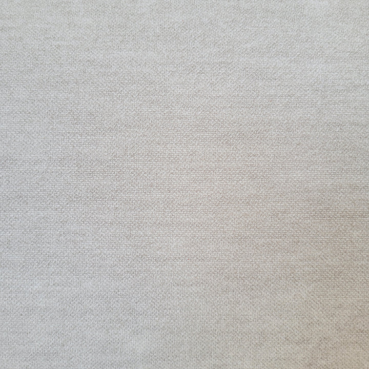 Close-up shot of a light gray woven fabric material, showcasing its texture and weave pattern.