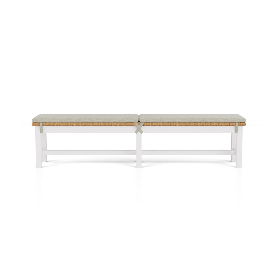 ROSALIE White Fabric & Wood Bench