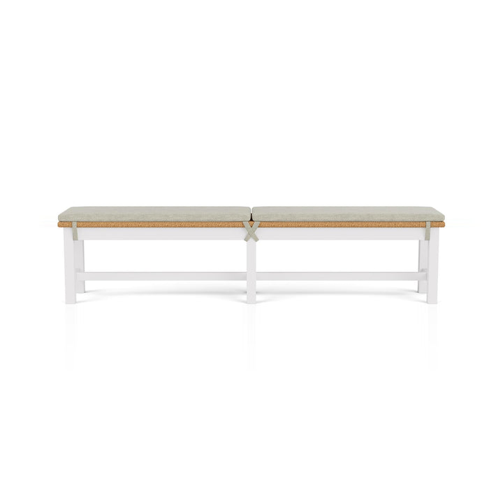 ROSALIE White Fabric & Wood Bench