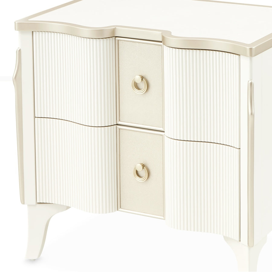 LA MARISIA Creamy Pear Nightstand with Gold Trim