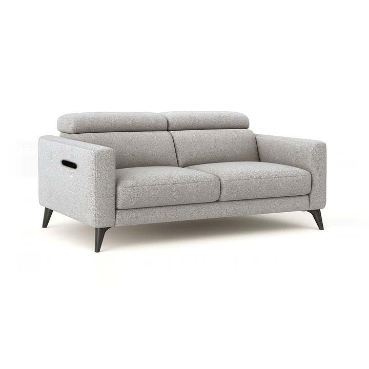 Two-seater grey sofa with a reclining headrest, shown on a white background.