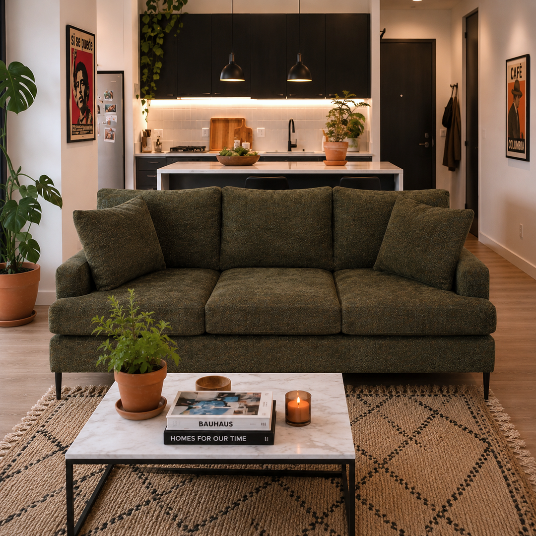 CESAR Camila Olive Green Fabric Sofa