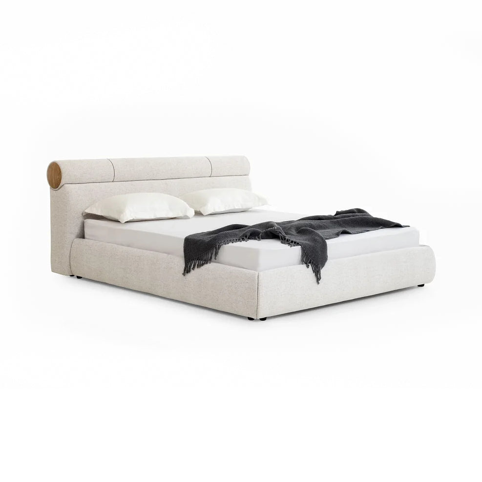 SIGRID Queen Beige Fabric Bed