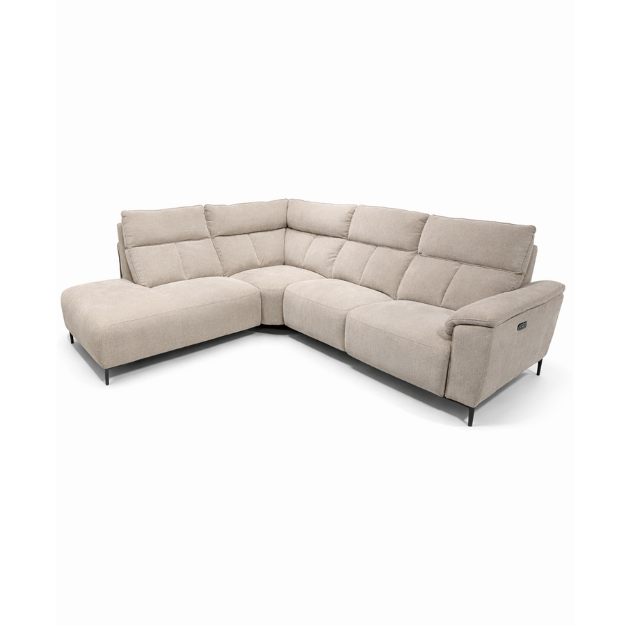 SERAPHINE Modern Beige Fabric Power Motion Sectional Sofa Left