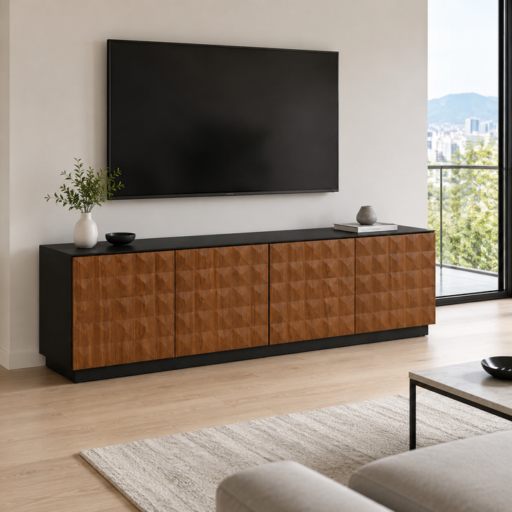 EIDEN  Black Melamine TV Stand
