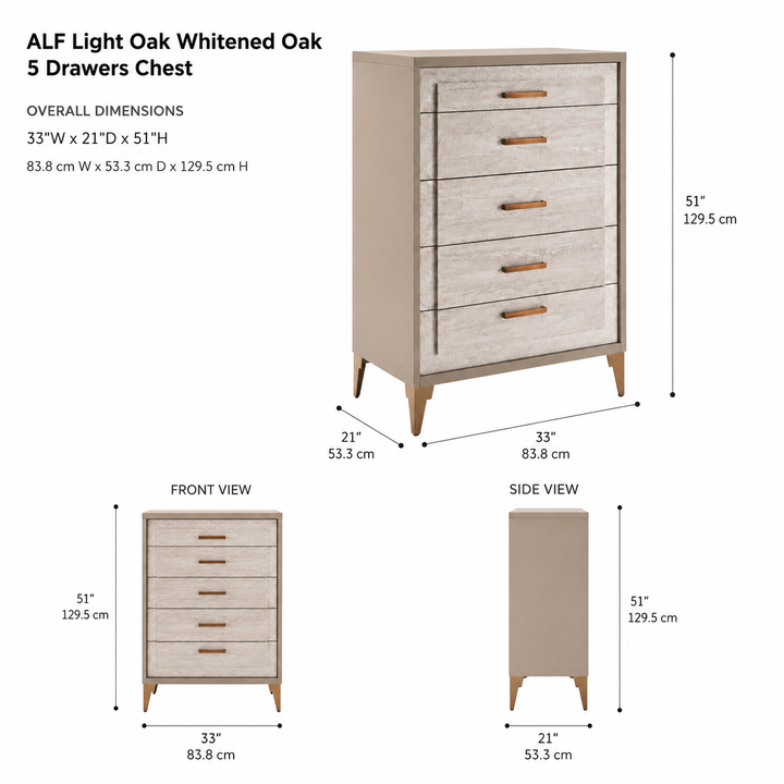 UDOLF Light Oak Whitened Oak Chest - ALF Italia