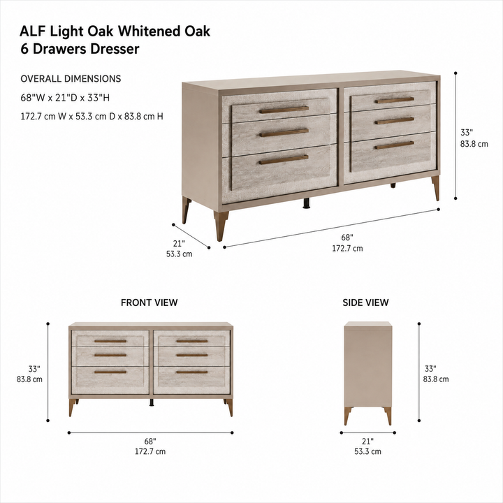 UDOLF Italia Light Oak Whitened Oak Dresser - ALF Italia