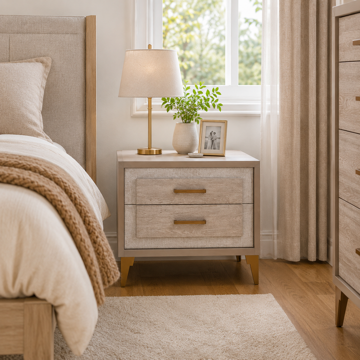 UDOLF Light Oak Whitened Oak Nightstand - ALF Italia