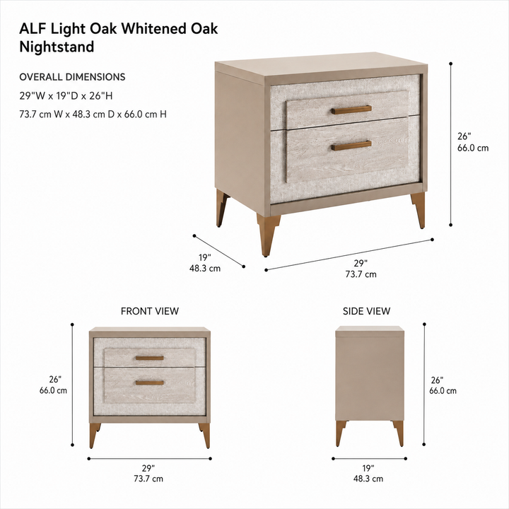 UDOLF Light Oak Whitened Oak Nightstand - ALF Italia