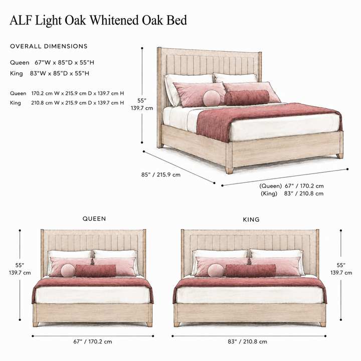 UDOLF Light Oak Whitened Oak Bed - ALF Italia