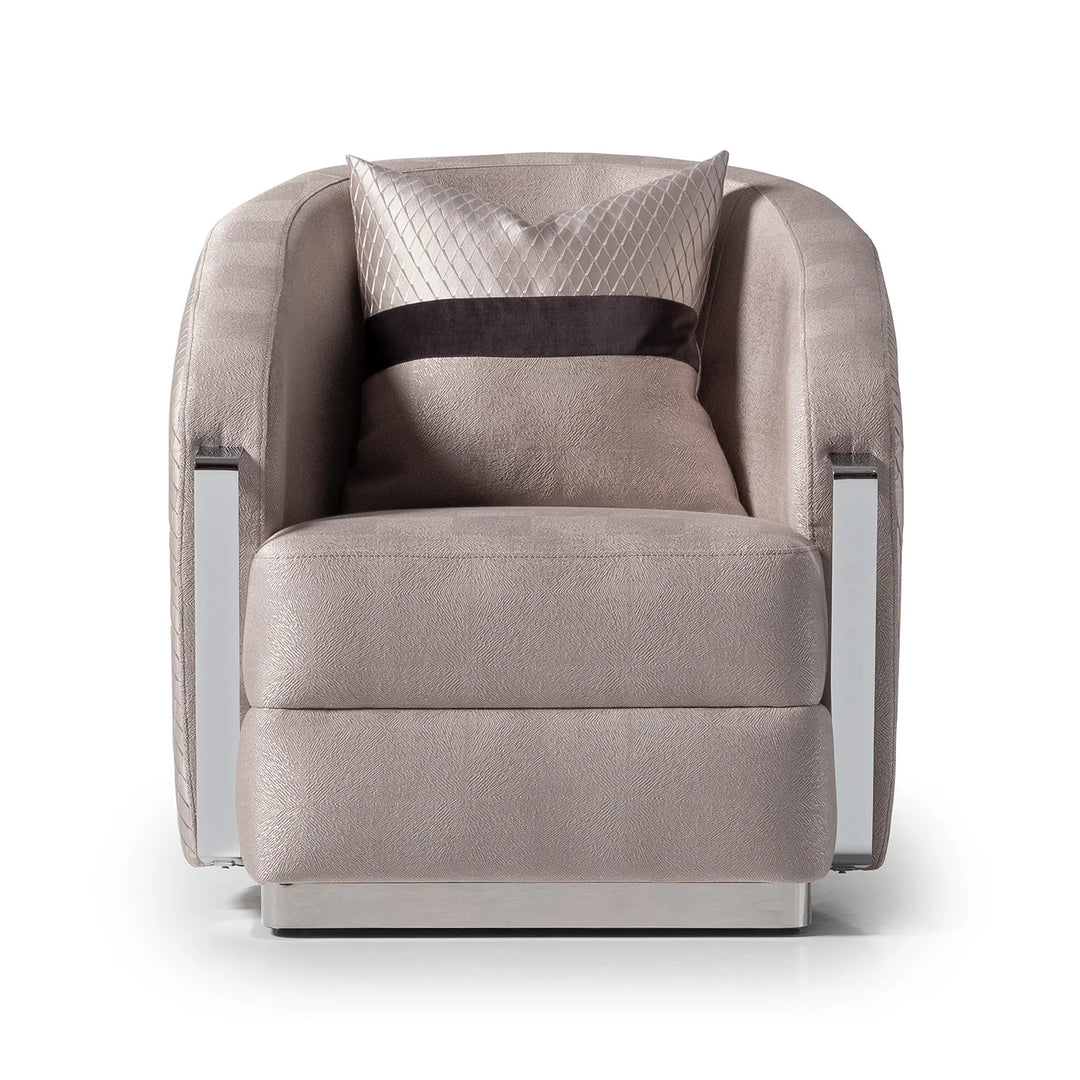 CARMELA Almond Gold Accent Chair - Michael Amini Zinc Silver