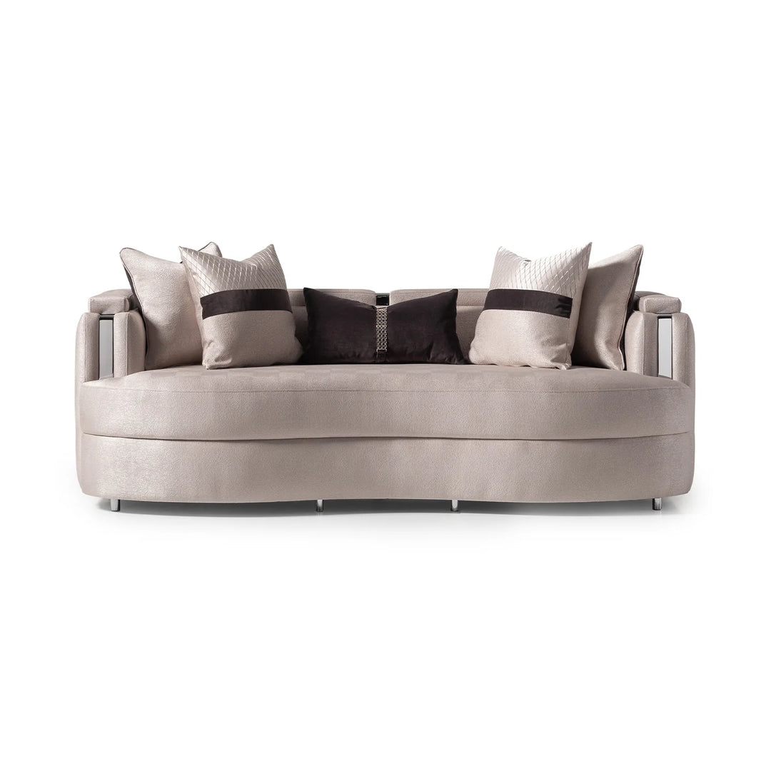 CARMELA Almond Gold Sofa - Michael Amini Zinc Silver