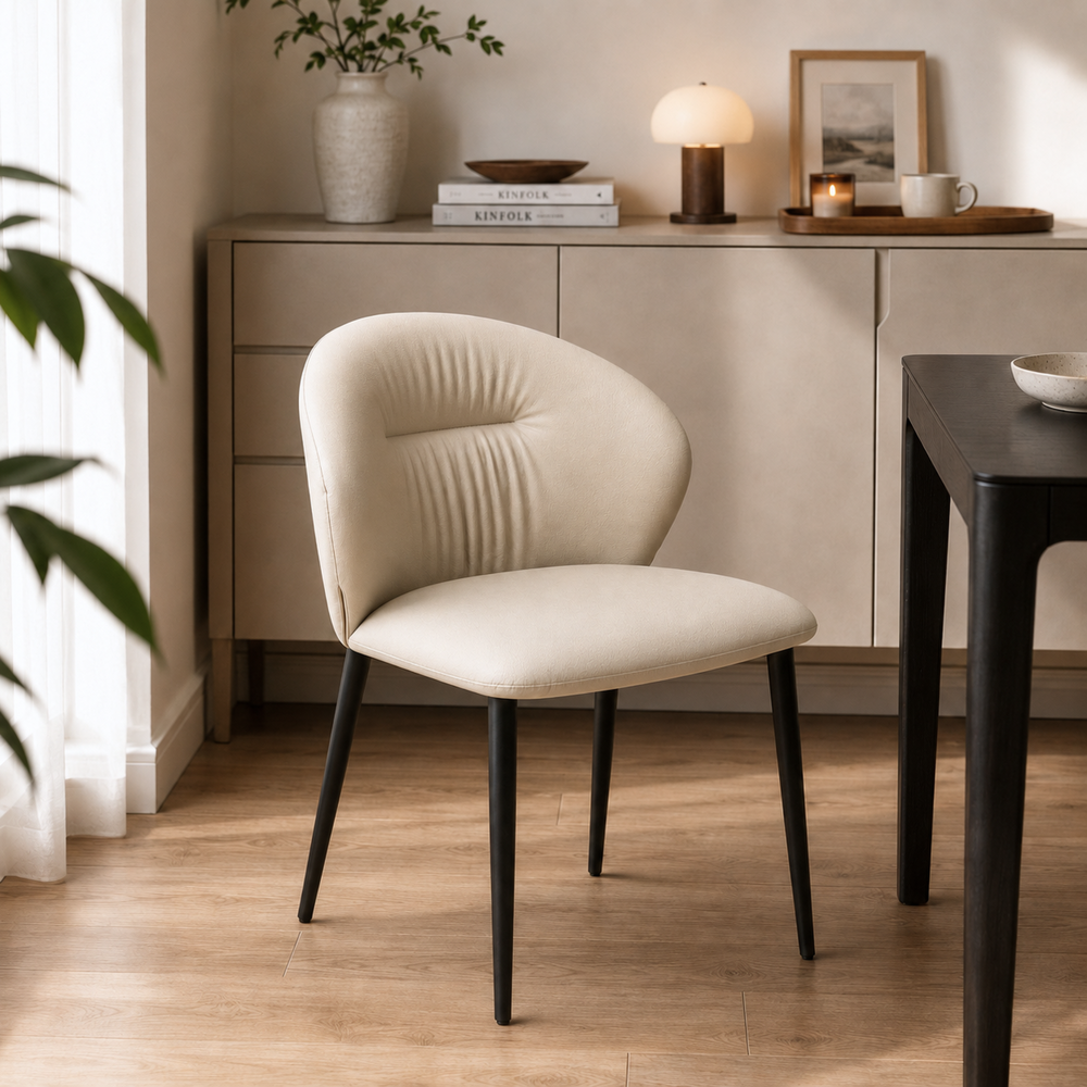 ARACELI Beige Leatherette Pet-friendly Dining Chair