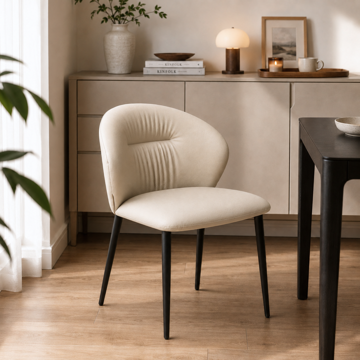 ARACELI Beige Leatherette Pet-friendly Dining Chair