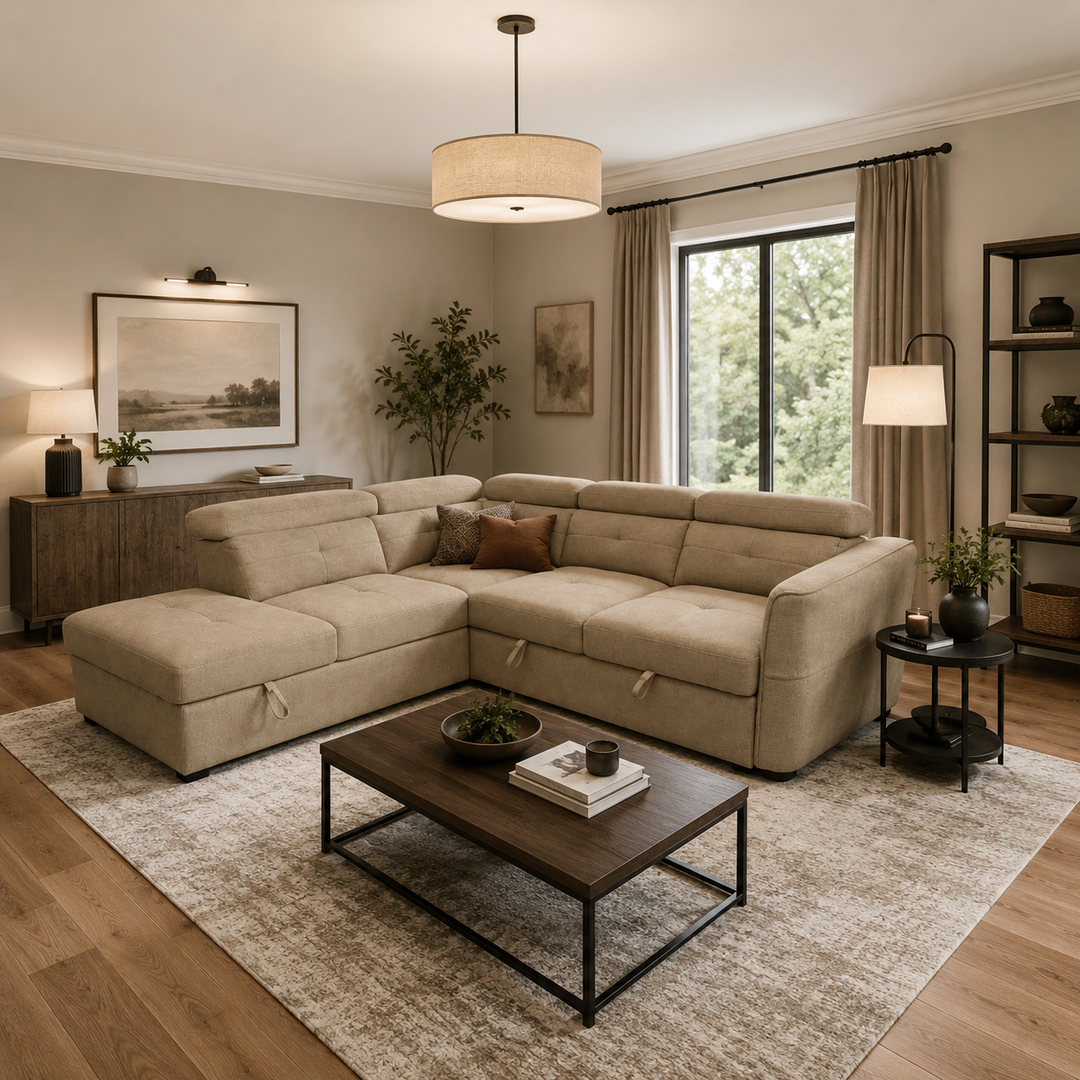 AMAYAH Easy Pull-Out Sectional Sofabed