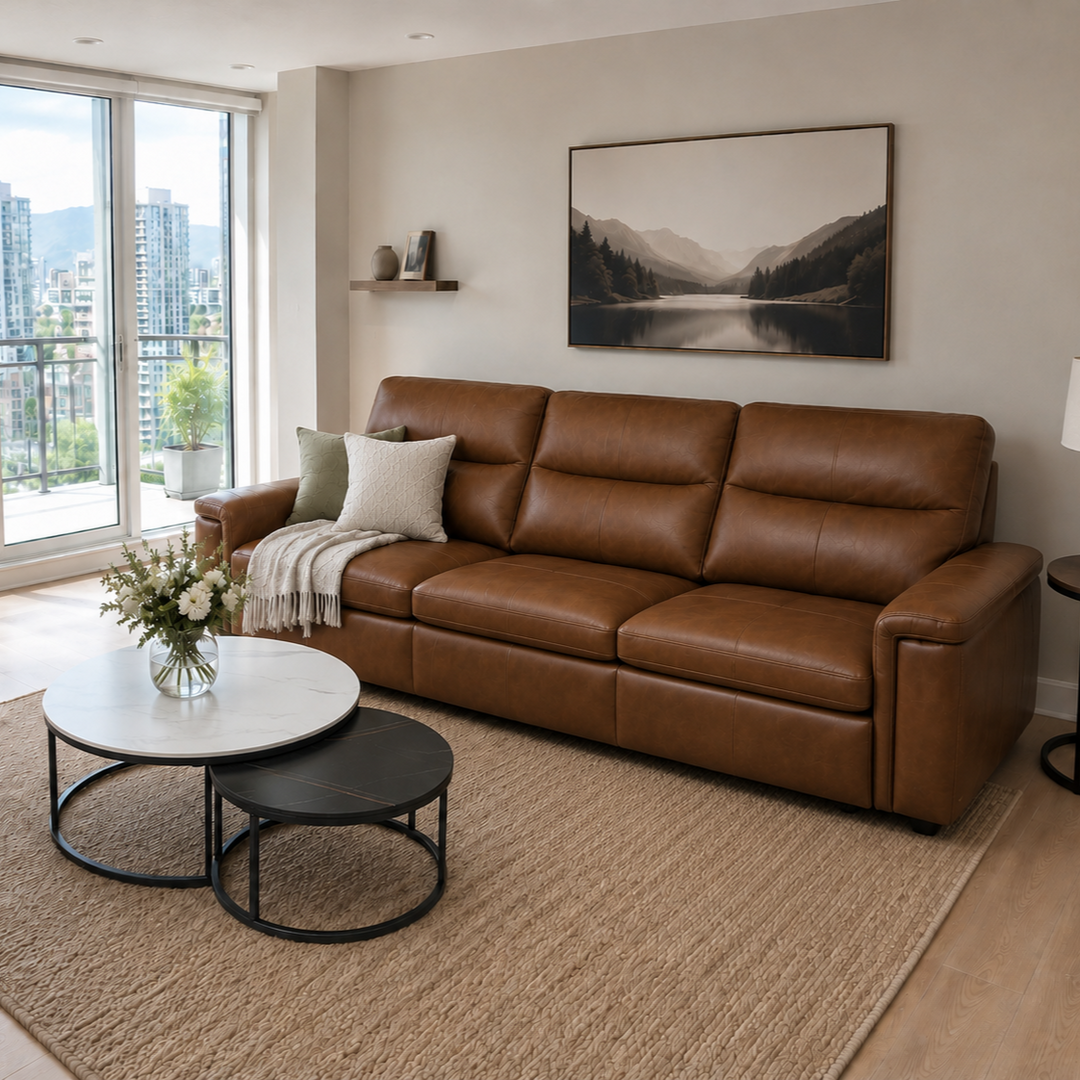 MILANA 3 Seaters Elegant Brown Leather Power Motion Sofa