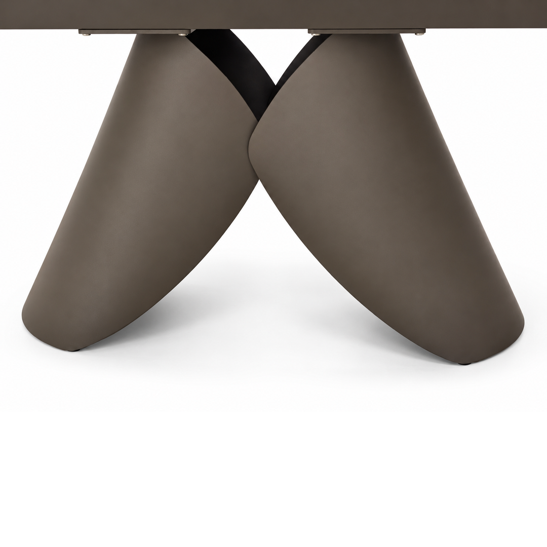 CAELAN Gilded White Ceramic Extendable Dining Table