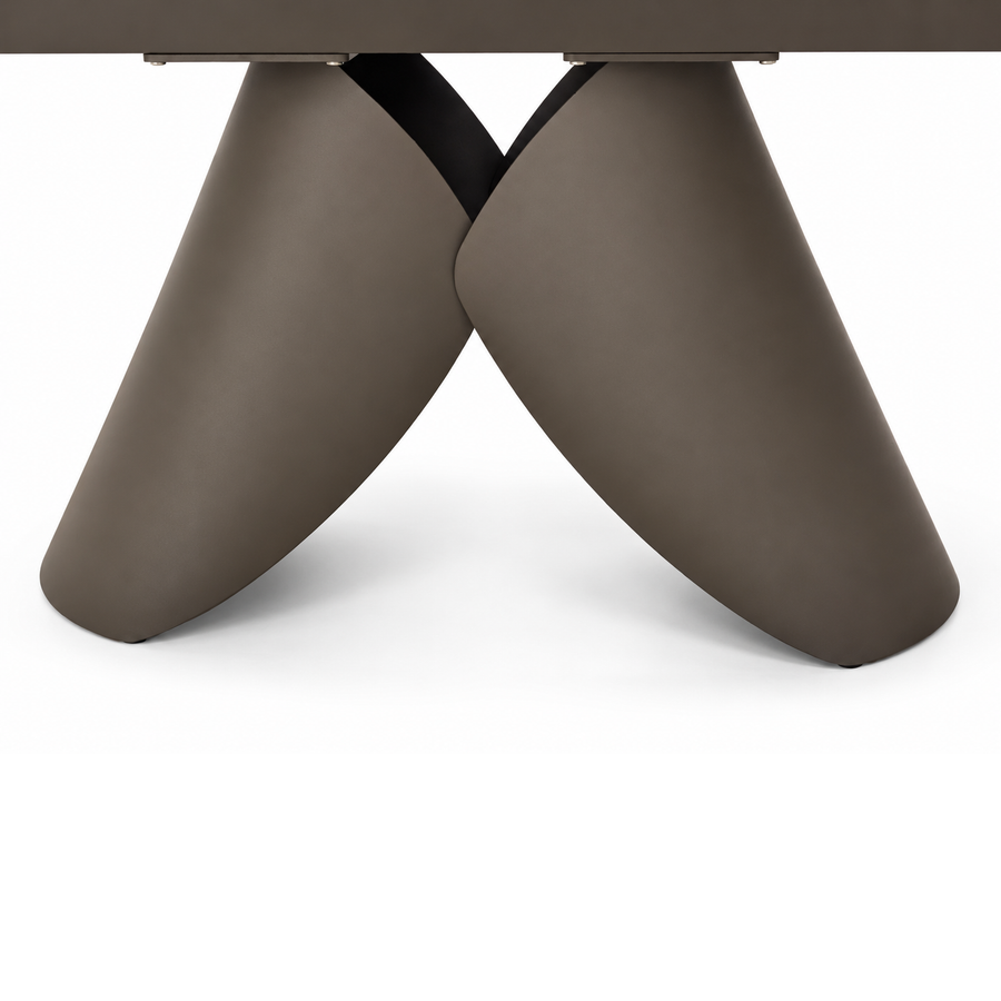 CAELAN Gilded White Ceramic Extendable Dining Table