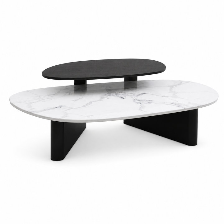 GEMMA Black & White Tempered Glass Coffee Table
