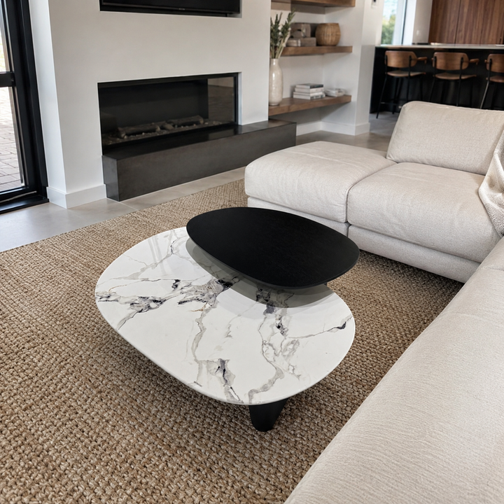 GEMMA Black & White Tempered Glass Coffee Table