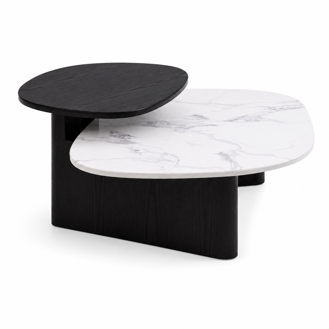 GEMMA Black & White Tempered Glass Coffee Table