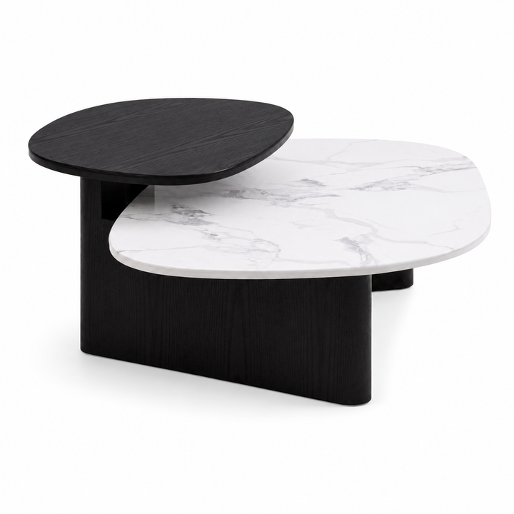 GEMMA Black & White Tempered Glass Coffee Table