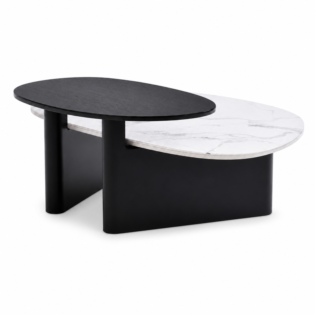 GEMMA Black & White Tempered Glass Coffee Table