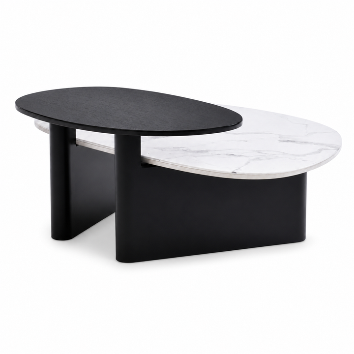 GEMMA Black & White Tempered Glass Coffee Table