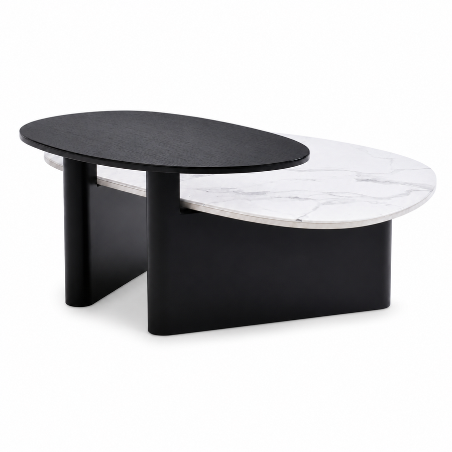 GEMMA Black & White Tempered Glass Coffee Table