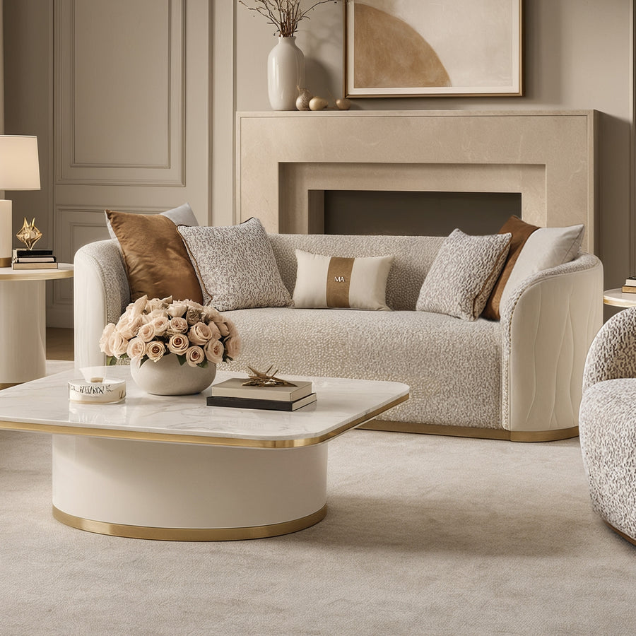 GINEVERRA Curved Bouclé Sofa