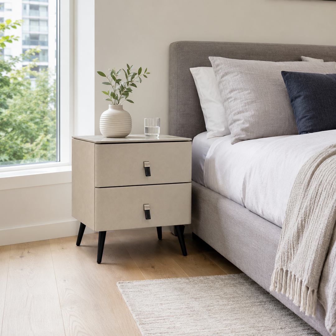 GLEN Beige Ceramic Nightstand