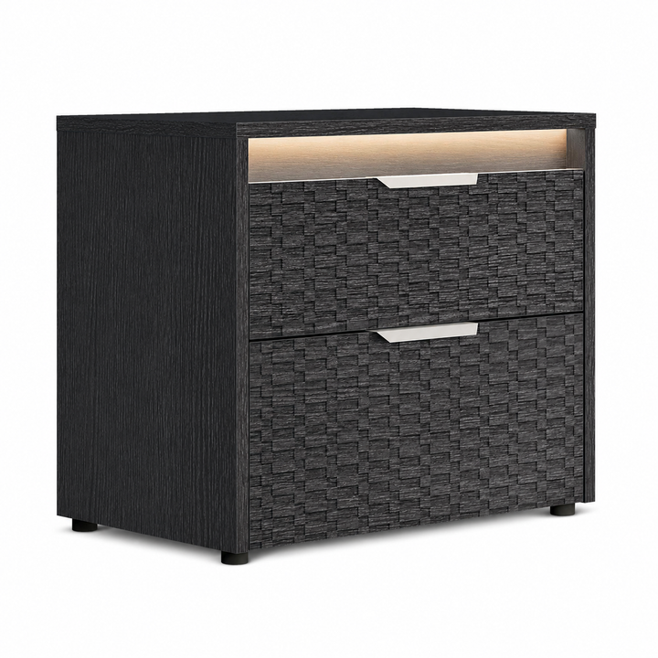 LUISA Dark Oak Tetris Matte LED Nightstand - ALF Italia