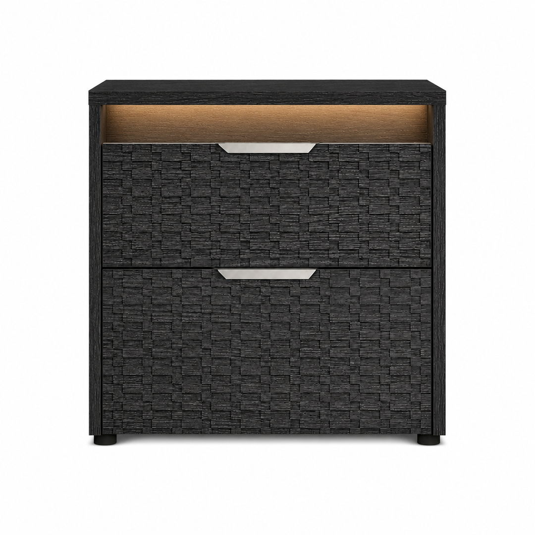 LUISA Dark Oak Tetris Matte LED Nightstand - ALF Italia