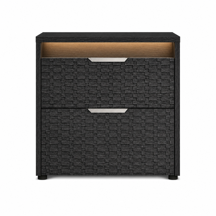 LUISA Dark Oak Tetris Matte LED Nightstand - ALF Italia