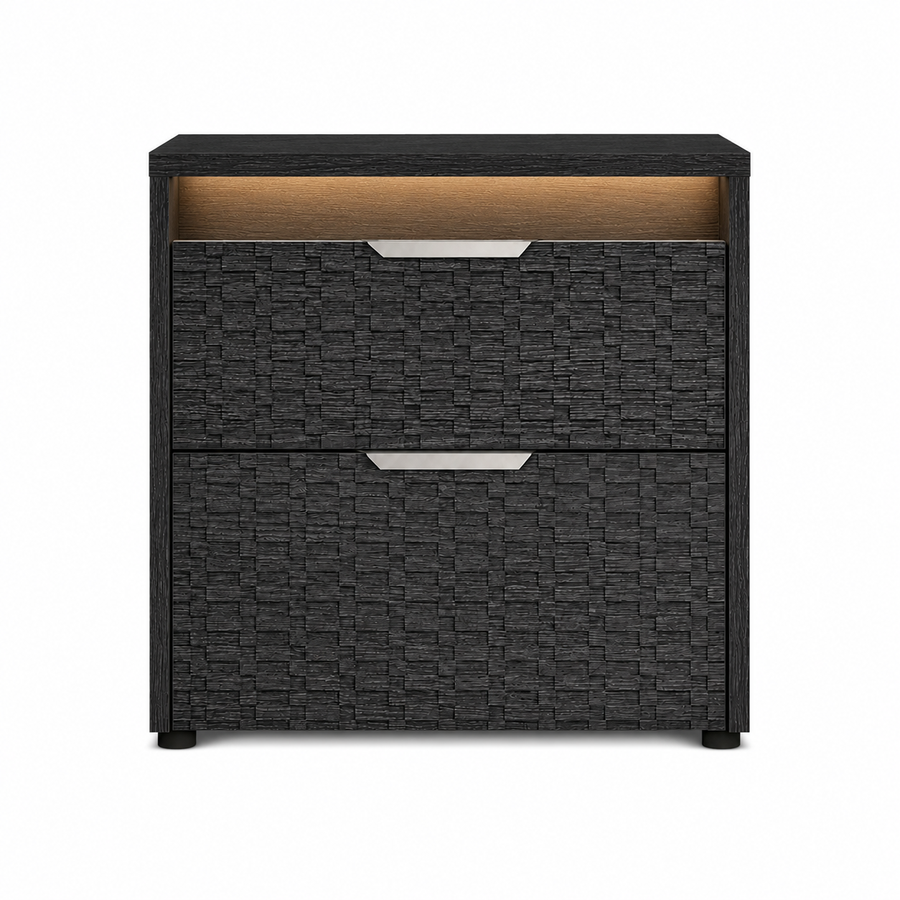 LUISA Dark Oak Tetris Matte LED Nightstand - ALF Italia