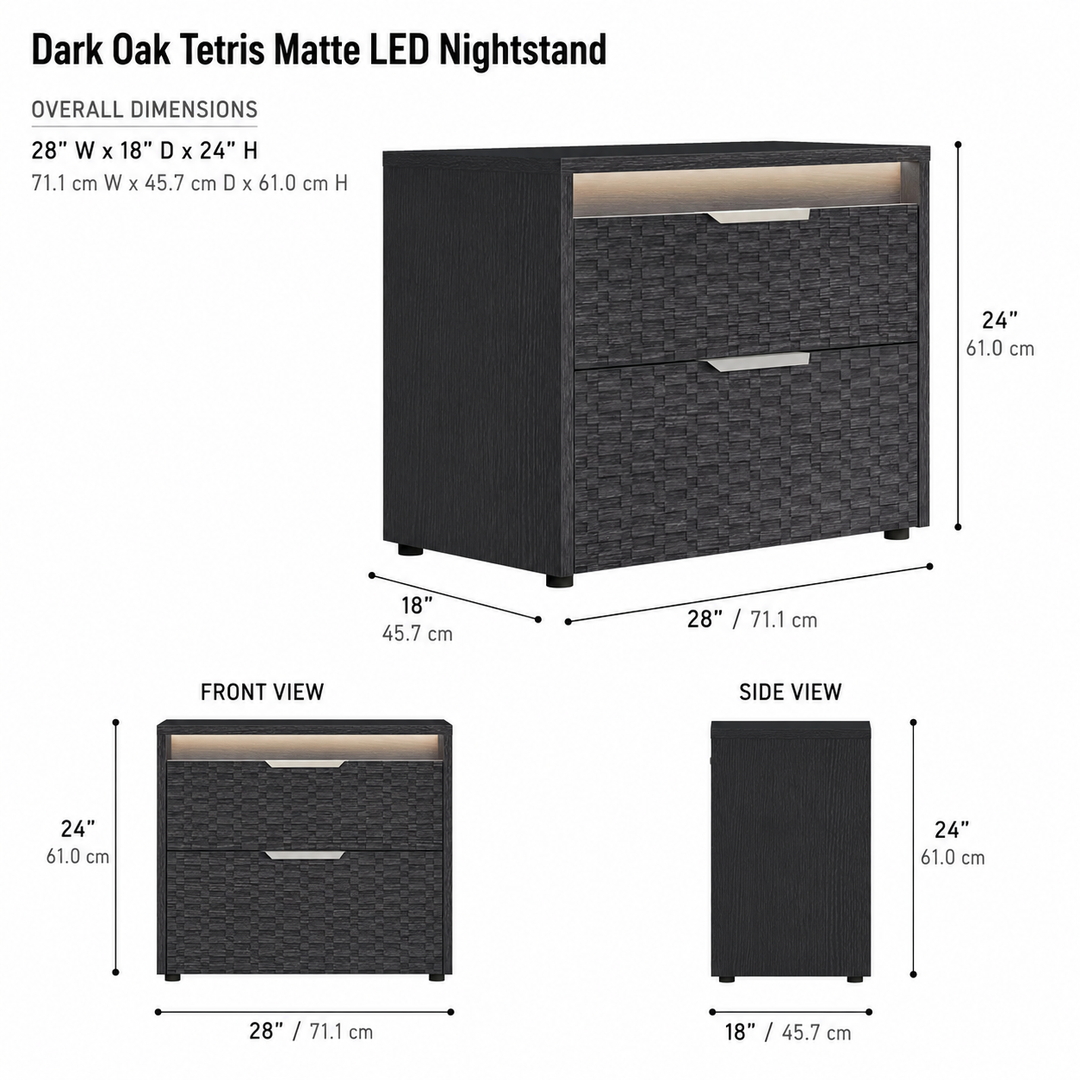 LUISA Dark Oak Tetris Matte LED Nightstand - ALF Italia