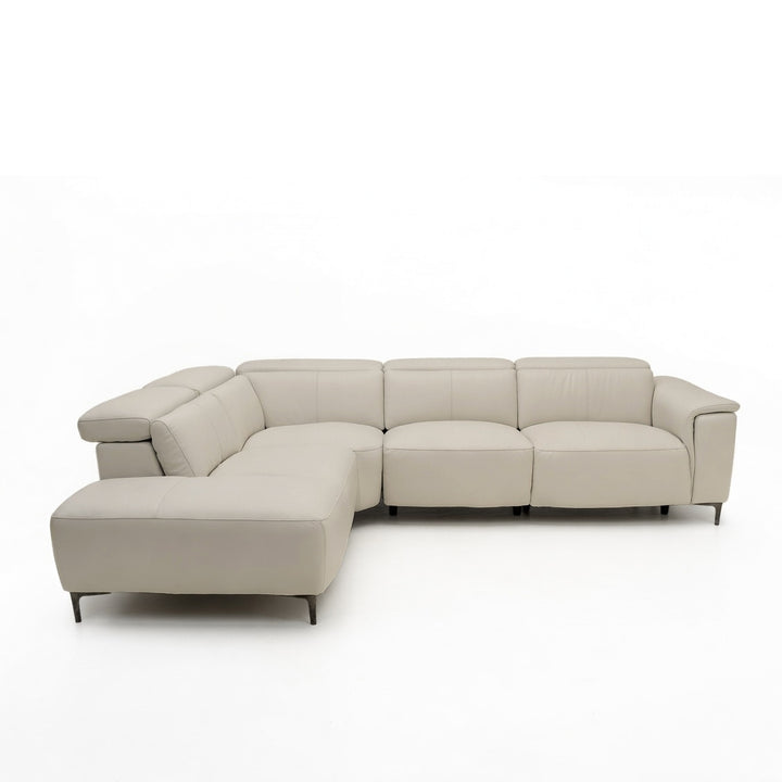 EVANDER Frost White Leather Power Motion Sectional Sofa