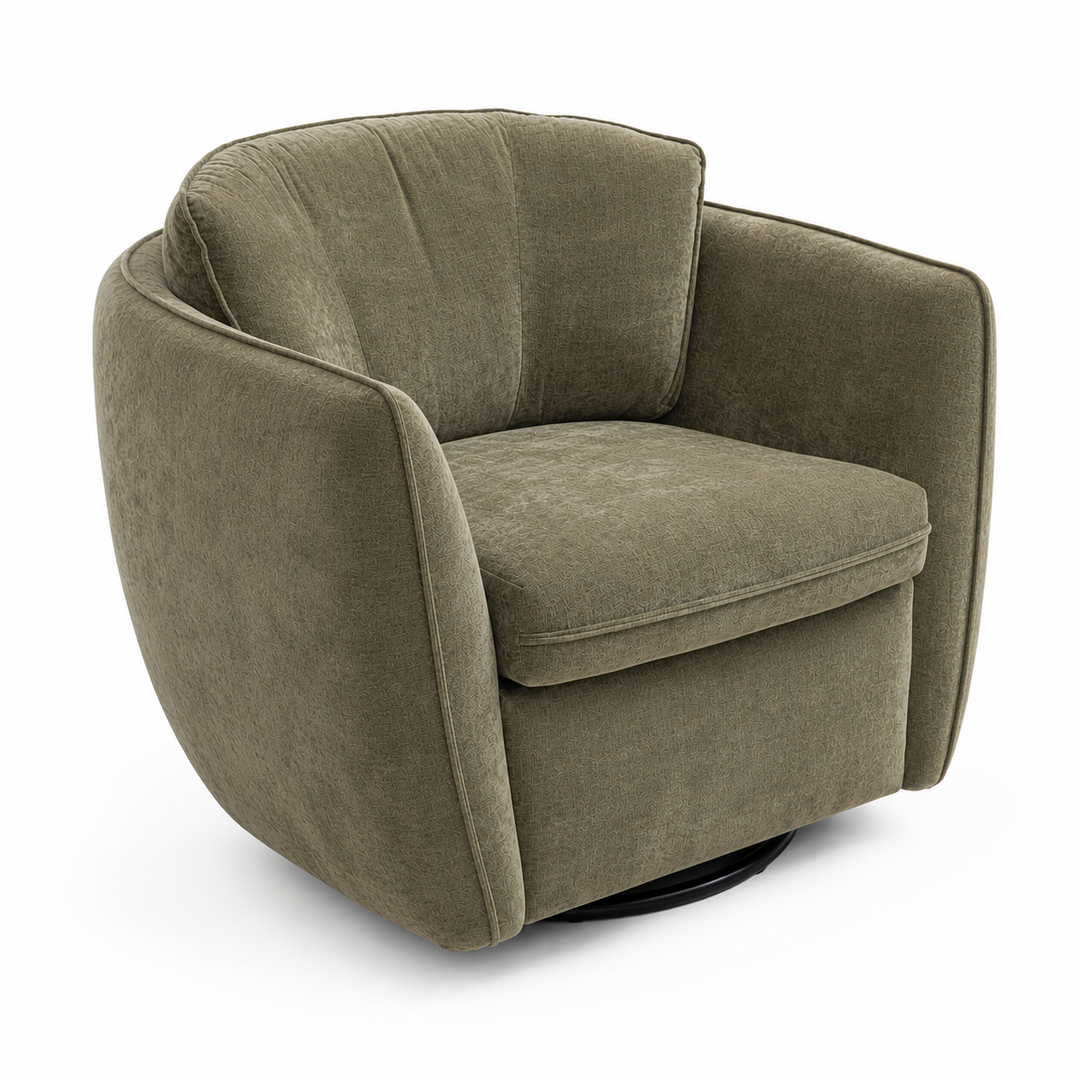 JANO Cody Clover Green Fabric Swivel Sofa Chair